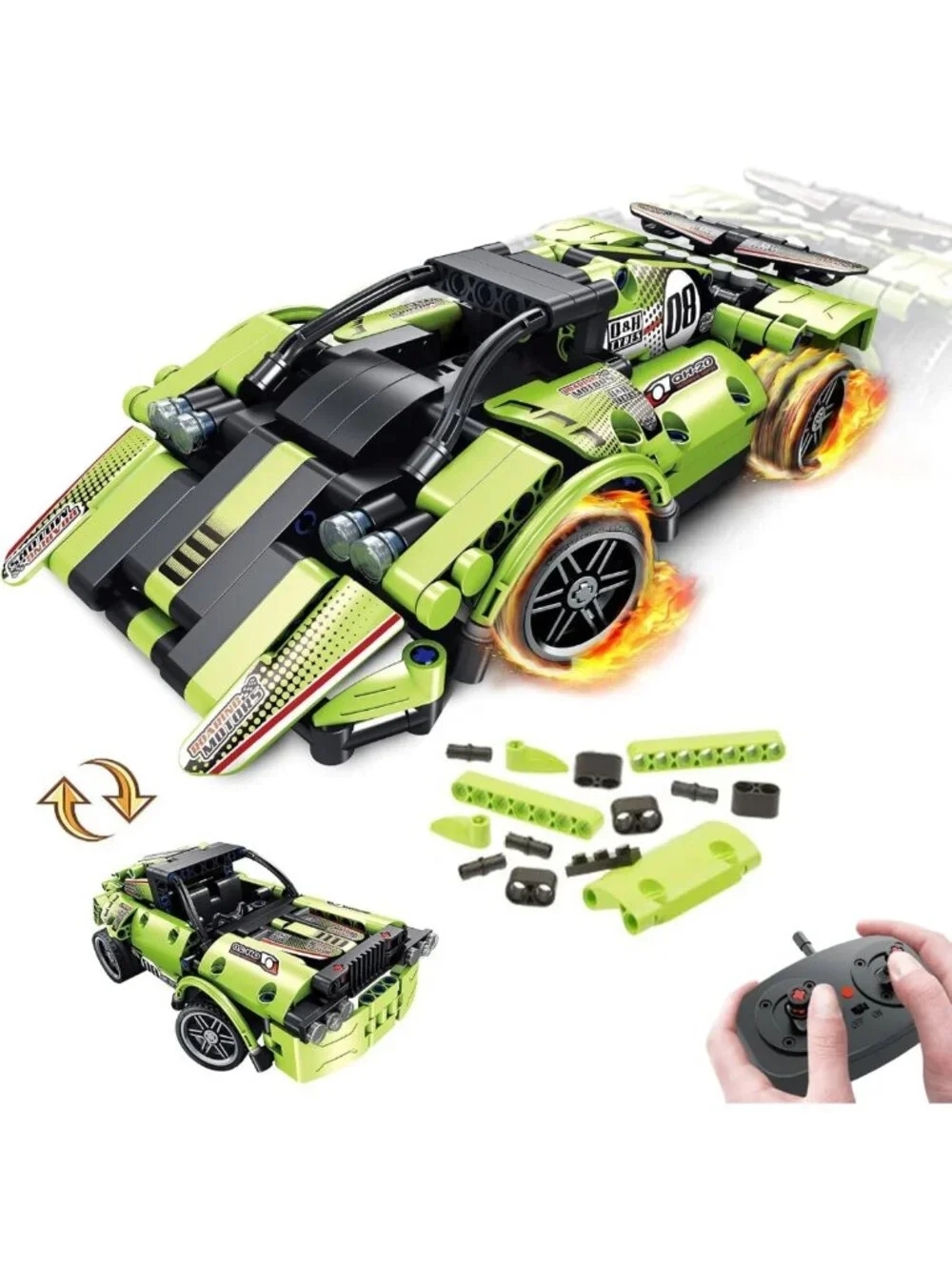 STEM Building Toys for Kids - 2-in-1 Remote Control Racer & Engineering Kits